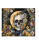 Skull, Moon & Flowers Tapestry
