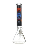 16" 7mm Thick Illustrated Hannya Mask Glass Beaker Bong