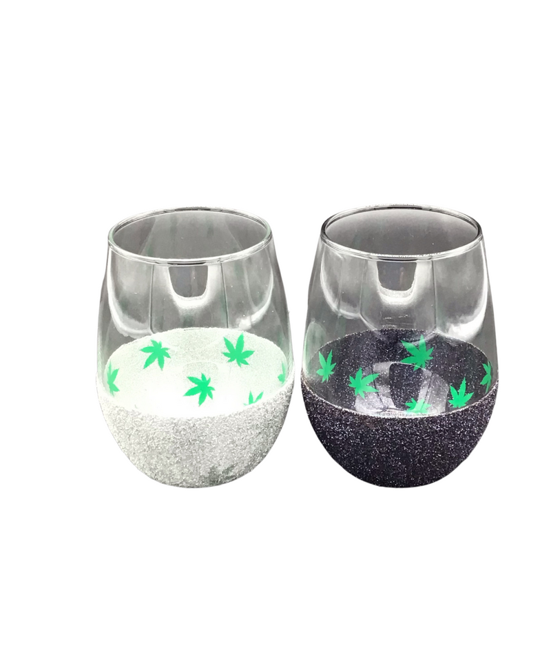 Sparkly Hidden Pot Leaf Wine Glass | Gord's Smoke Shop 