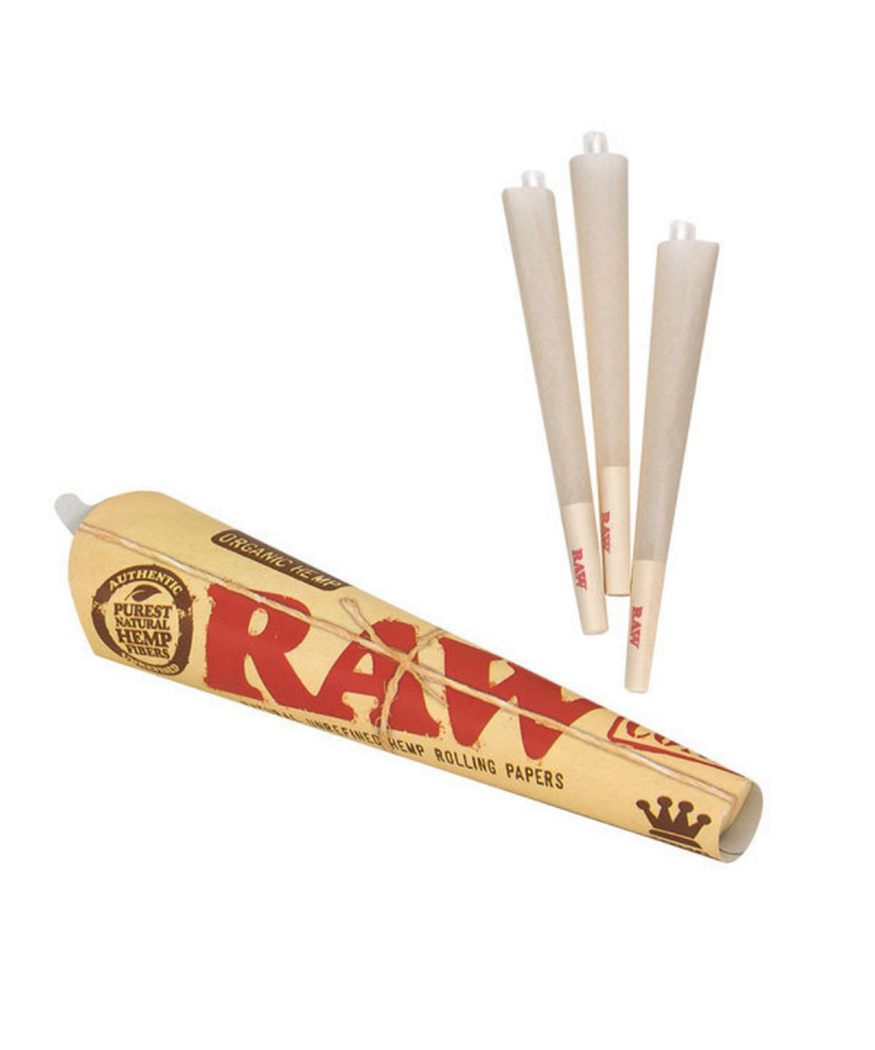 Raw King Size Classic Pre-Rolled Cones 3 Pack