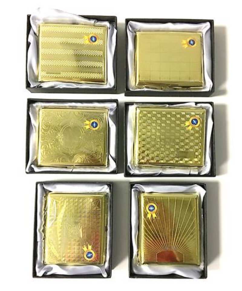Gold Metal Cigarette Case With Gift Box