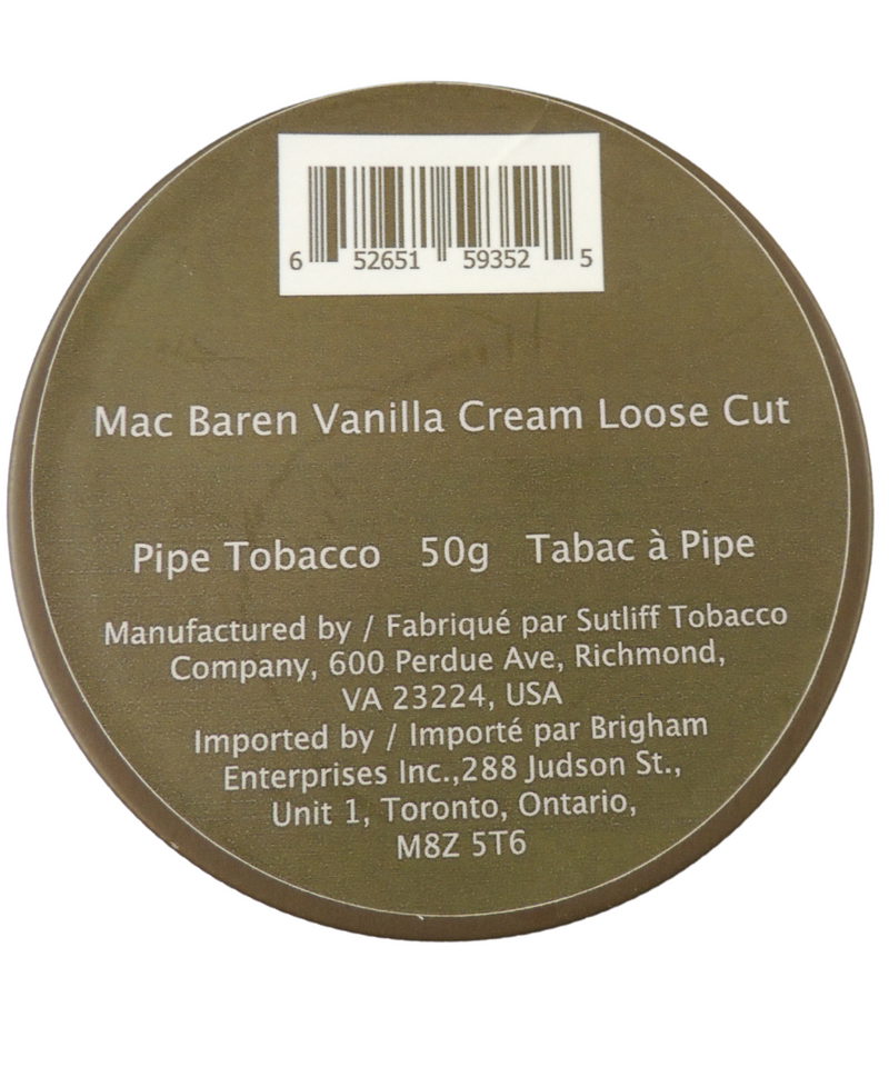 Mac Baren Vanilla Cream Loose Cut 50g Tin